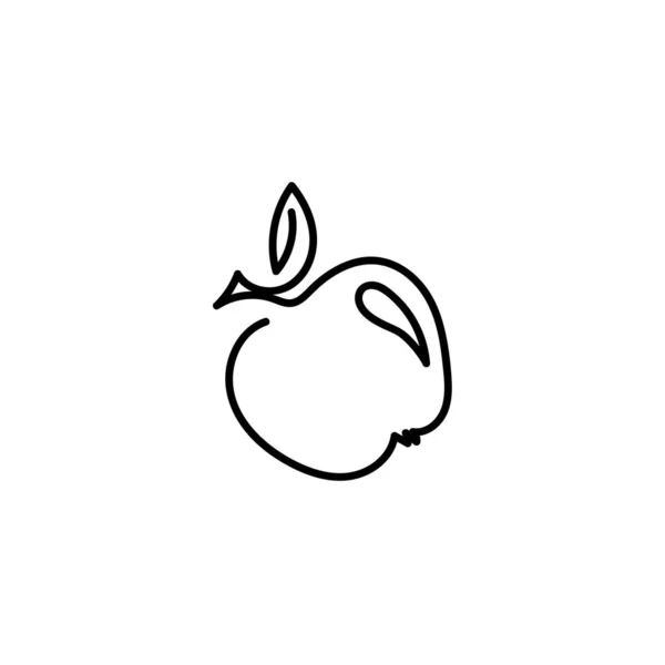 Icône Apple en style contour, isolée sur un fond blanc. Fruits d'été riches en vitamines, végétarisme, illustration vectorielle . — Image vectorielle