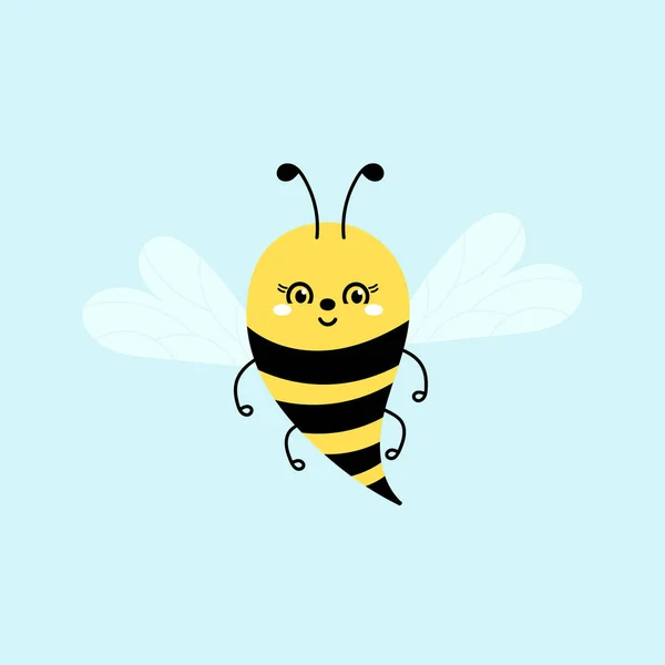 Abelha de desenho animado bonito ou Bumble Bee. Ilustração vetorial. Insetos desenhados à mão —  Vetores de Stock