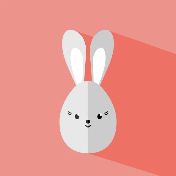 Cute rabbit , flat icon with long shadow. Vector illustration — Stock Vector