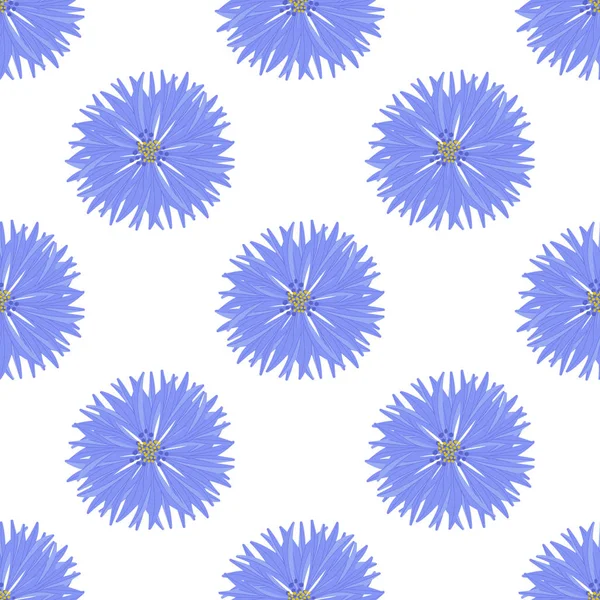 Flores Azuis Fofas Padrão Sem Costura Fundo Branco Vetor —  Vetores de Stock