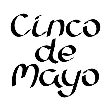 Cinco de Mayo, Meksika 'da federal tatil. 5 Mayıs. Vektör el çizilmiş harfler.