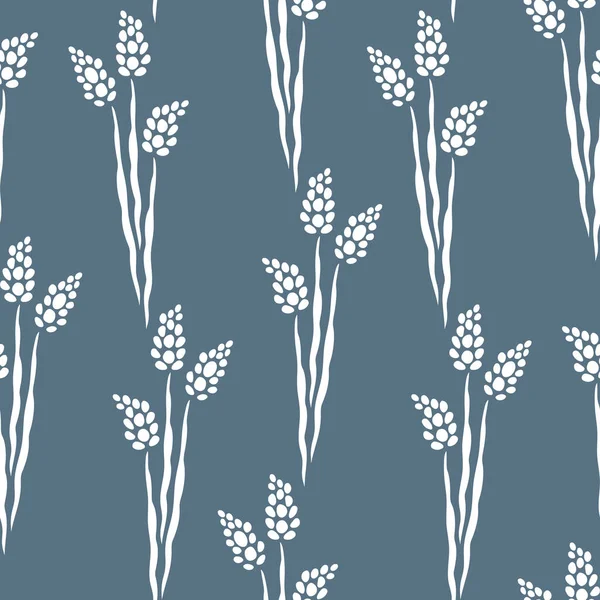Vector Botanical Fundo Sem Costura Com Flores Brancas Azul Textura —  Vetores de Stock