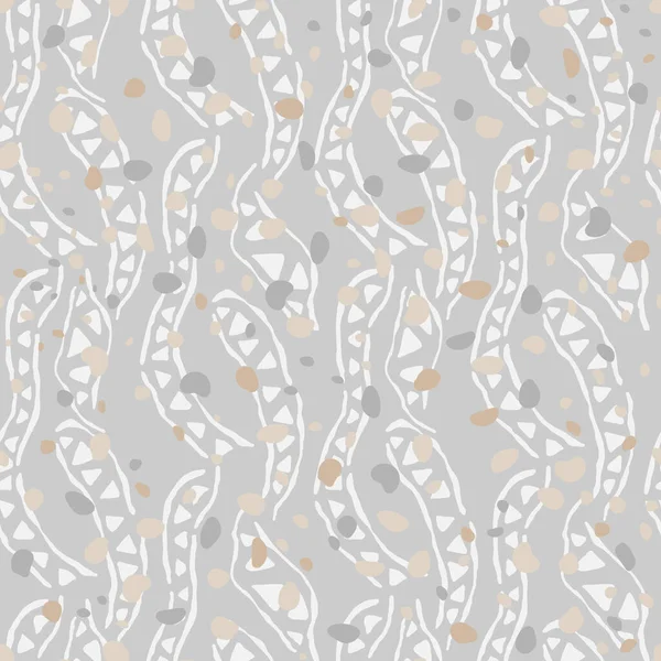 Terrazzo Seamless Pattern Пастельные Цвета Стильные Каменные Текстуры Каракули Обои — стоковый вектор