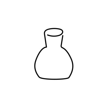 Bir sürahi, elle çizilmiş bir ikon. Tasarım ve logo için bir sanat eseri. Seramik, cam sofra takımı, vazo, ev aletleri. Beyaz arka planda izole edilmiş siyah beyaz tasvirler. Vektör çizimi.