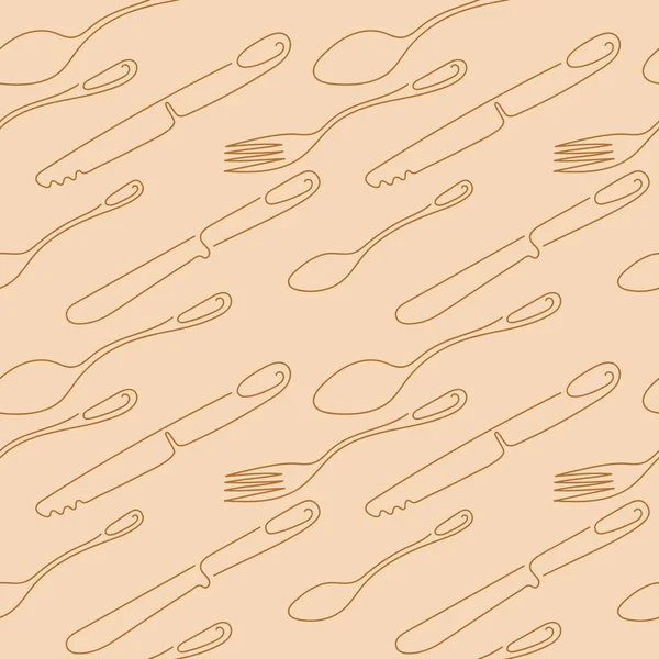 Cocinar Patrón Sin Costuras Contour Cutlery Background Utensilios Cocina Dibujo — Archivo Imágenes Vectoriales