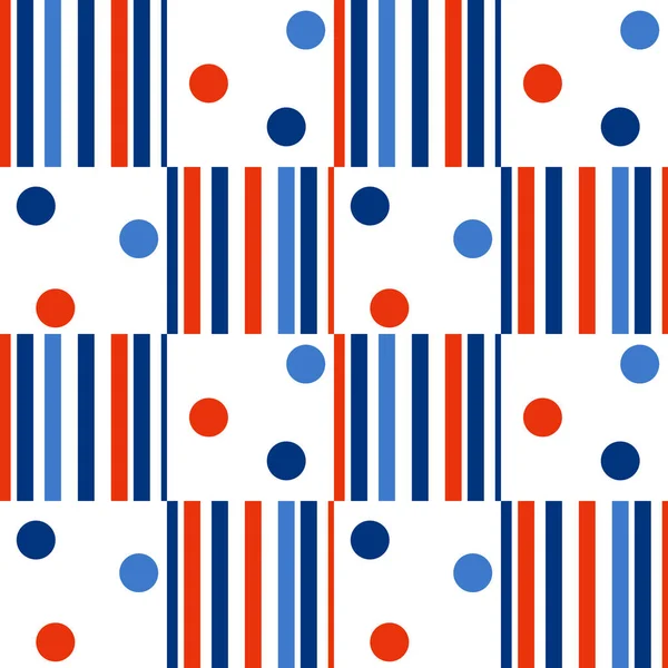 Checkered Pattern Polka Dot Vertical Stripes Different Widths Blue Light — Stock Vector