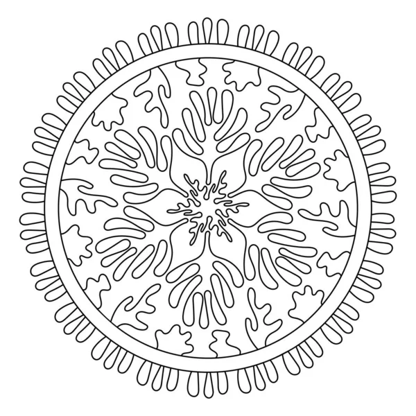 Sea Mandala. Coloring pages for children and adults. Stylized corals and algae, stars. Abstract hand drawn illustration isolated on a white background. — 스톡 벡터