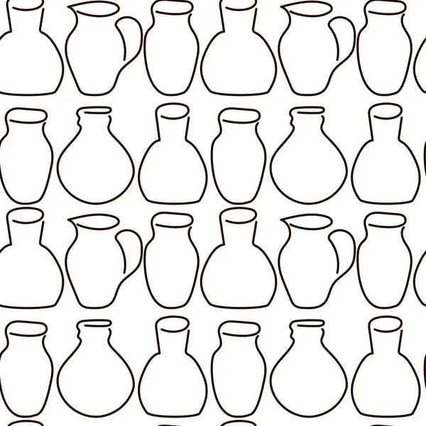 Seramik Masa Takımları Sürahiler Vazolar Elle Çizilmiş Eşyaları Bir Tasarım — Stok Vektör