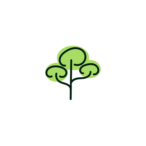 Icono Árbol Verde Negro Sobre Fondo Blanco Bosque Aislado Dibujado — Vector de stock