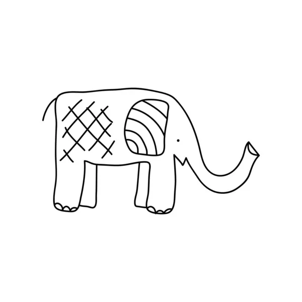 Kleurstoffen Elephant Doodles Geïsoleerd Een Witte Achtergrond Stress Kleurplaten Met — Stockvector