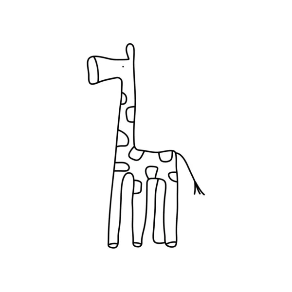 Handgetekend Kleurboek Doodle Van Een Giraffe Geïsoleerd Een Witte Achtergrond — Stockvector