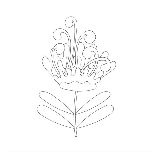 Flor Fantástica Para Páginas Coloração Stress Elementos Design Arte Doodle —  Vetores de Stock