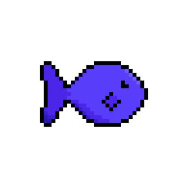 Mavi pikselli balık. Tasarımınız için vektör illüstrasyonu.