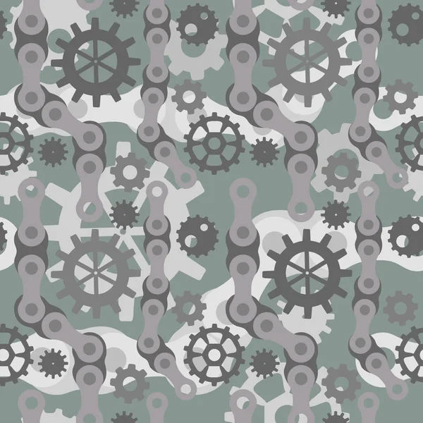 Seamless pattern with gears in the steampunk style. Three-dimensional background. Light grey and dark details on a black background. Vintage steampunk Movement Vector illustration — Stock Vector