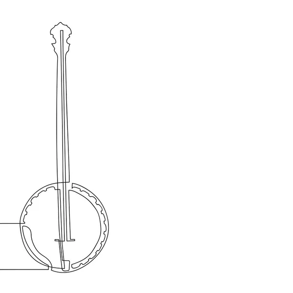 Западный Постер Кантри Американским Банджо Непрерывный Рисунок Одной Линии Шаблон — стоковый вектор