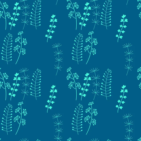 Bitkisel bitkilerle, bitkilerle kusursuz desenler. Kumaş ve diğer yüzeyler için el çizimi arkaplan.