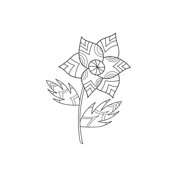 Květina Pro Antistresové Zbarvení Prvky Designu Doodle Art Černobílý Vzor — Stockový vektor