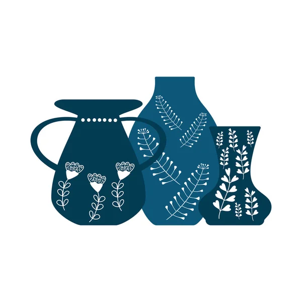 手工制作的陶器，手工绘制的陶瓷花瓶。陶艺业余爱好平面矢量图解 — 图库矢量图片