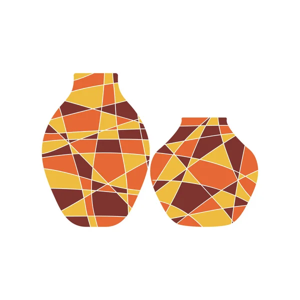Poterie Vases en argile colorée. Mosaïque. Modèle lumineux pour la décoration intérieure.Illustration vectorielle — Image vectorielle
