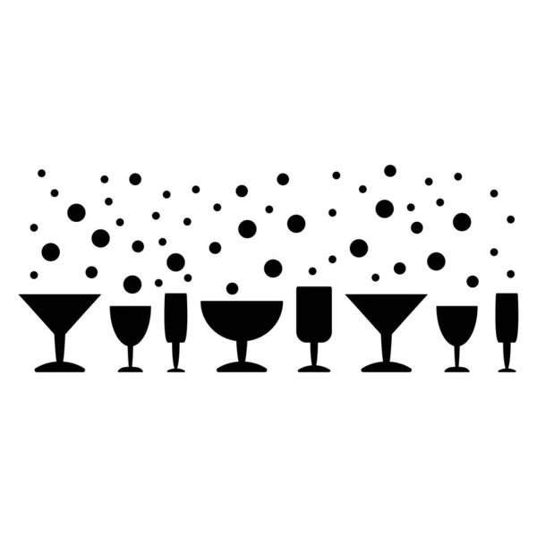 Egy pohár bor, pezsgő, fröcskölés. Vektor illusztráció lapos stílusban üdvözlőkártyák, meghívók és így tovább — Stock Vector