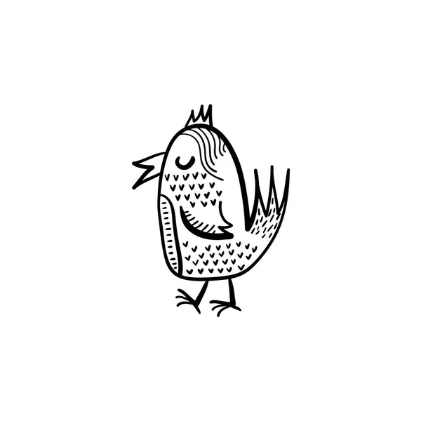 Disegni Colorare Bambini Uccelli Carino Stile Doodle Illustrazione Vettoriale Monocromatica — Vettoriale Stock
