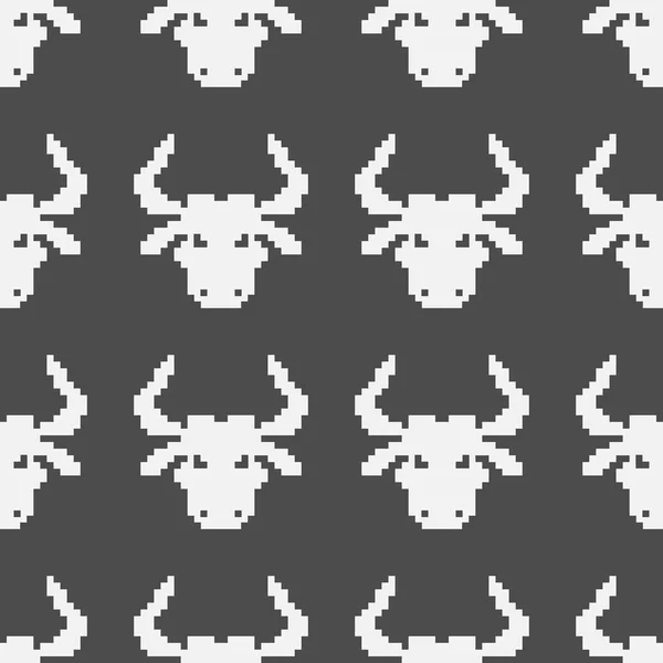 Nahtloses Muster Mit Pixel Bulls Symbol Des Neuen Jahres Chinesisches — Stockvektor