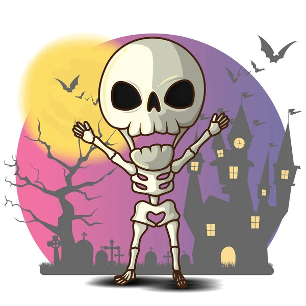 Cute skeleton cartoon., Halloween concept. - Stock Image - Everypixel