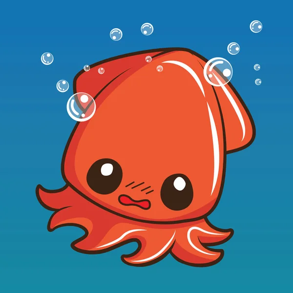 cute squid cartoon., Animal cartoon concept. - Stock Image - Everypixel