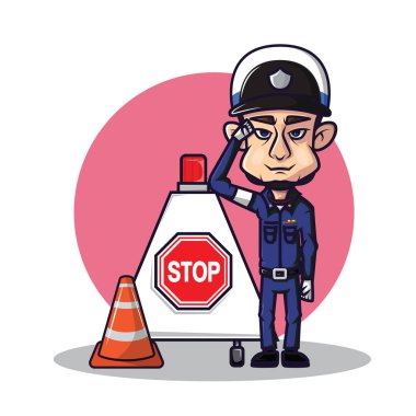 Güzel trafik polisi. sevimli iş konsepti.