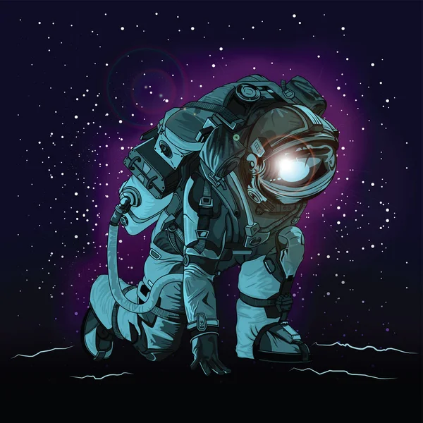 Αστροναύτης σε διαστημική στολή στο διάστημα, Βέκτορ. — Διανυσματικό Αρχείο