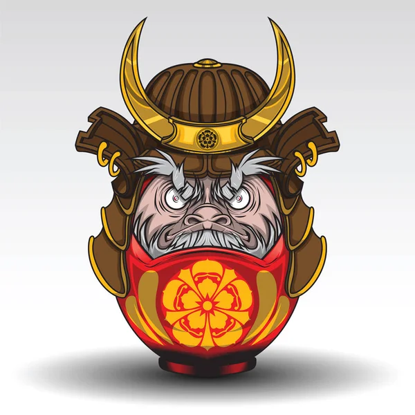 Daruma dall mají na Samurai Warrior brnění., Tetování koncept. — Stockový vektor