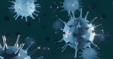3 boyutlu illüstrasyon soyut viral enfeksiyon kronik hastalıklara neden oluyor. Koronavirüs, grip virüsü H1N1, grip, hücre enfeksiyonu organizma, AIDS. Virüs soyut arkaplanı.