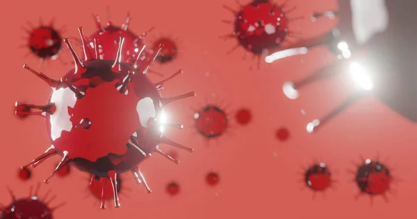 3D显示导致慢性疾病的抽象病毒感染 头孢病毒 流感病毒H1N1 感染有机体的细胞 病毒摘要背景 — 图库照片