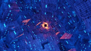3d soyut uzay teknolojisi döngüsü arkaplanı., 3d illüstrasyon.