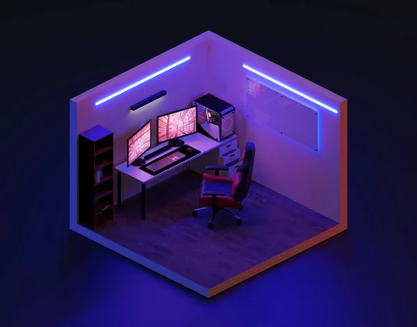 Render Gaming Room Isometric Illustration — Stock Photo, Image