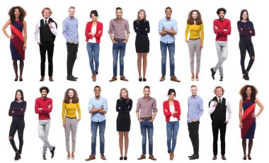 Bir grup beyaz arka plan önünde insan