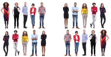 Bir grup beyaz arka plan önünde insan