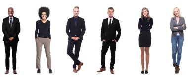 Bir grup beyaz arka plan önünde insan