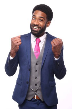 Beyaz arka plan önünde güzel iş adamı