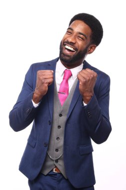 Beyaz arka plan önünde güzel iş adamı