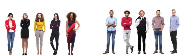 Bir grup beyaz arka plan önünde insan