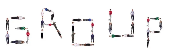 Grupo Diferentes Personas Frente Fondo Blanco — Foto de Stock