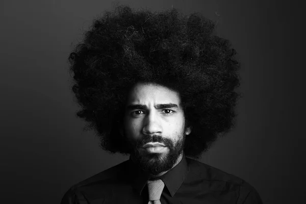 Feliz Afro Homem Frente Fundo Branco — Fotografia de Stock