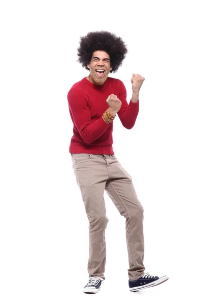 Gelukkig Afro Man Voor Een Witte Achtergrond — Stockfoto