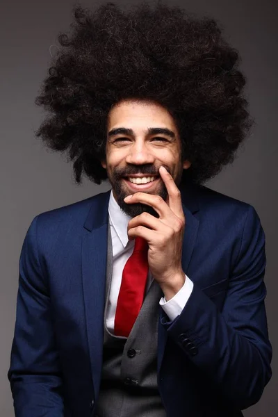 Retrato Hombre Afro Feliz — Foto de Stock