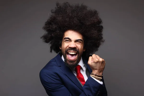 Porträt Eines Glücklichen Afro Mannes — Stockfoto