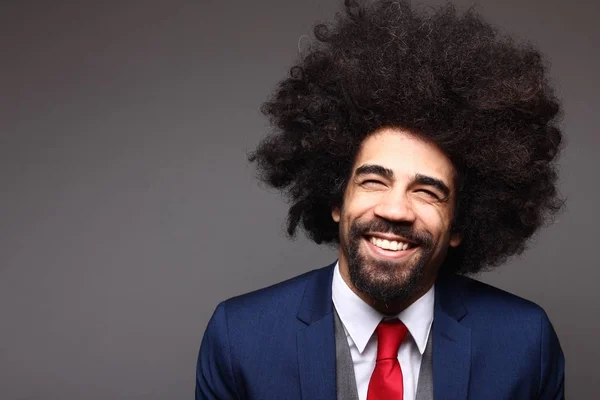 Retrato Homem Afro Feliz — Fotografia de Stock