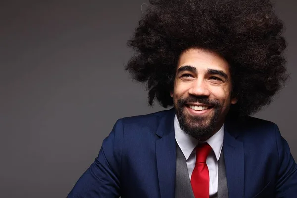 Retrato Homem Afro Feliz — Fotografia de Stock