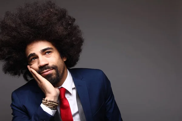 Porträt Eines Glücklichen Afro Mannes — Stockfoto