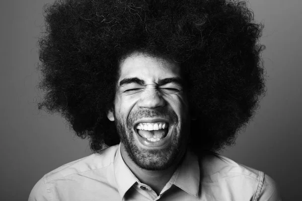 Retrato Hombre Afro Feliz — Foto de Stock